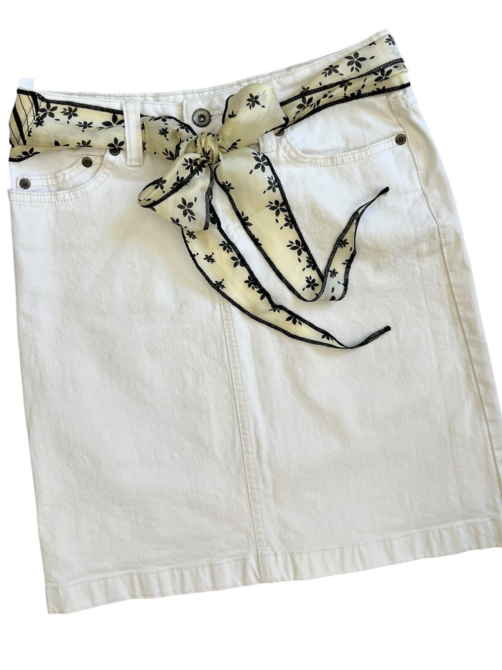 ESPRIT Women’s White Denim Jean Skirt Size 2 Studded Pockets